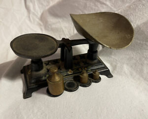 Antique Miniature Cast Iron Balance Scale Toy Candy Scale