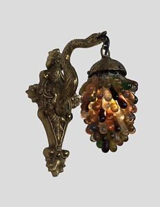 Pair Of Murano Glass Cluster Grapes Gilt Bronze Bohemian Wall Lights