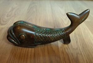 Antique Heavy Cast Bronze Mythical Fish Paperweight Ornament