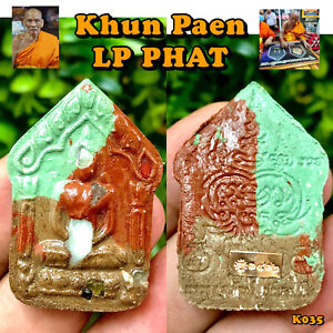 Genuine Thai Buddha Khun Paen Amulet Lp Phat Relic Magic Pendant Charm Luck K035
