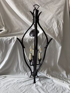 Wrought Iron Chandelier Vintage 3 Candle Shaped Dimming Lights