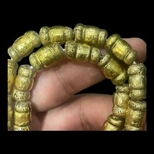 Ancient Roman Gold Gilded Glass Beads Strand Necklacs