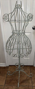 Vintage Wrought Iron Distressed Green Decorative 54 Dress Form