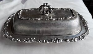 Vintage Silver Plated Butter Dish William A Rogers By Oneida Nice 