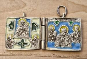 Church Icon Pendant Silver 84 Enamel Imperial Russia Moscow