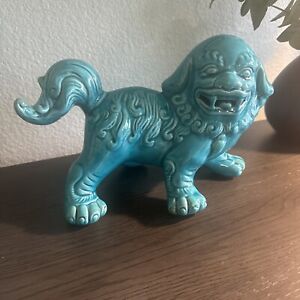 Chinese Blue Porcelain Foo Fu Dog Guardion Lion Ceramics Statue Statues