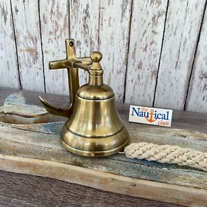 Anchor Ship Bell W Rope Lanyard Antique Brass Finish Nautical Wall Decor