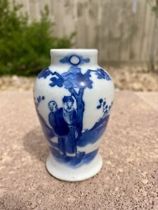 Antique Chinese Blue And White Small Vase