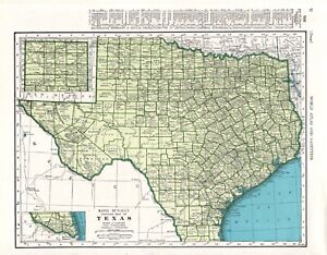 1942 Vintage Texas State Map 1940 S Atlas Map Of Texas Gallery Wall Decor 1200