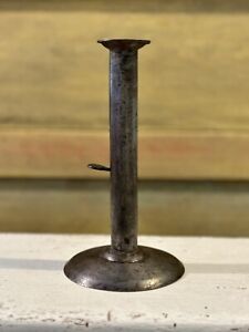 Early Antique Wrought Iron Hog Scraper Push Up Candlestick Candle Holder W Hook