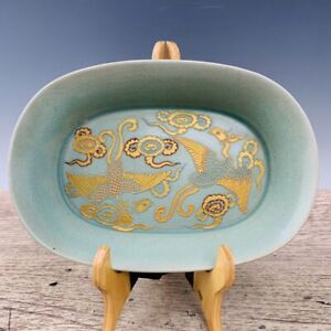 9 4 China Old Antique Song Ru Porcelain Painted Gold Phoenix Brush Washers