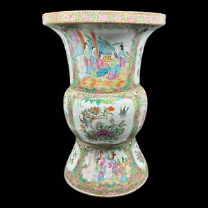 19th Century Chinese Cantonese Rose Medallion Gu Ku Vase Stunning Good Quality 
