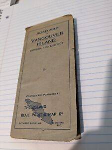 1923 Road Map Of Vancouver Island Victoria And District Blue Print Map Co