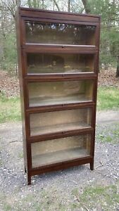 Antique Arts Crafts Macey Five Stack Quarter Sawn Oak Barrister Bookcase
