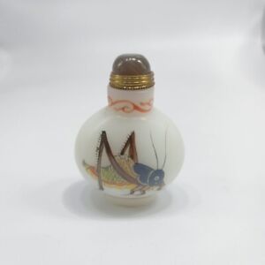 Ancient Chinese Hand Painted Glass Snuff Bottle Antique 19th Century