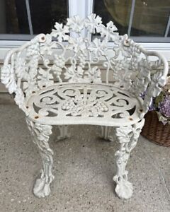 Vintage Cast Iron Victorian Style Grapevine Motif Pattern Garden Armchair