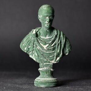 Julius Caesar In Toga Roman Empire Hot Cast Bronze Bust Statuette Antique Patina