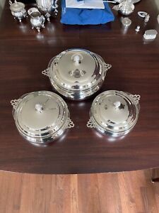 The Sheffield Silver Bowl W Pyrex Glassware And Top Set Of 3 