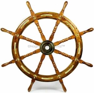 Handmade 36 Wooden Ship Wheel Captain Boat Ship Steering Wheel Collectible