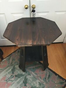 Signed Charles Limbert Octagon Lamp Table Arts And Crafts Great Cut Outs