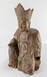 Antique Chinese Song Sung Ming Dynasty Carved Wood Buddha Figure