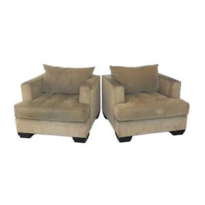 Pair Of Larry Laslo For Directional Tuxedo Armchairs Circa 1990