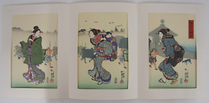 Kuniyoshi Woodblock Reprint Triplych Morning Mist In Komagata Ukiyo E
