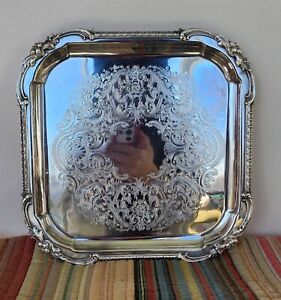 Vintage Silver Plated Square Serving Tray