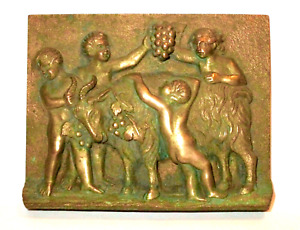 Quality Antique Grand Tour Bronze 150 Yrs Old Goat Grapes Kids Roman Party 