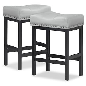 Oulluo 24 Grey Black Backless Bar Stools Set Of 2 Counter Height Kitchen Island