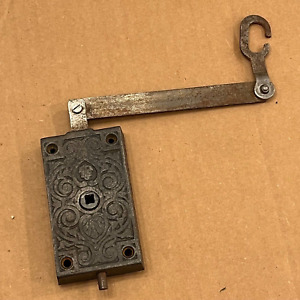 Very Rare Ornate Antique Door Rim Lock Latch Deadbolt Cast Iron Pre 1890