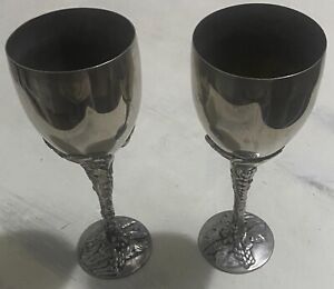 Godinger Vintage Silver Wine Goblets Two Pair Good Condition