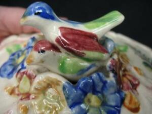 Early Japan Soft Paste Covered Majolica Bowl Hand Painted 2 Birds On A Nest