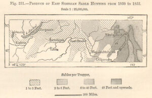 East Siberian Sable Hunting 1850 55 Fur Trapping Russia Sketch Map Small 1885