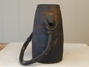 Old Primitive Antique Handmade Wood Hanging Bucket Canister Grungy 18th Century