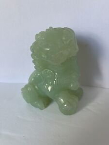 Natural Jade Hand Carved Chinese Foo Dog Statue 2 25 Tall Marked See Photos 