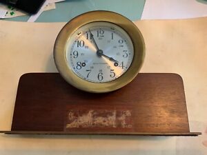 Vintage Ship Brass Weather Bell Clock With Base Seth Thomas Corsair E537 005