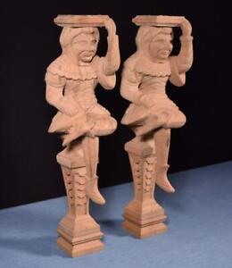  22 Pair Of Vintage Unfinished Oak Figures Support Posts Pillars Architectural