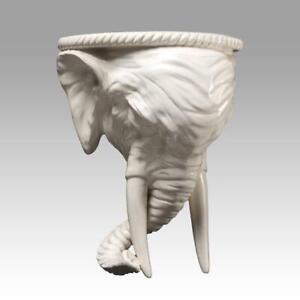Elephant Wall Sconce White Ceramic Plant Shelf Hanging Stand 15 H 12 W Italy