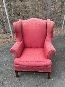 Vintage Wingback Chair By Hickory Usa Made As Is Good Antique