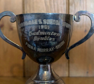 1961 Burnbrae School Badminton Vintage Silver Plate Trophy Trophies Loving Cup