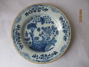 Antique Dutch Delft Plate 18th Century De Porceleyne Bijl Chinese Decor 