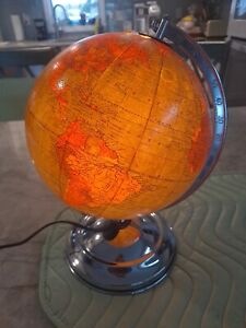 Vtg 1939 Replogle Antique Illuminated 8 World Globe Light Up Lamp Usa