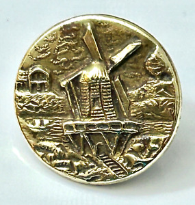 Antique Small Brass Windmill Button 4518