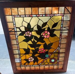 Nice Floral Aesthetic Movement Stained Glass Window