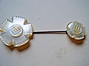 Antique Art Nouveau Double End Hand Carved Mop Hat Pin Jabot Pin