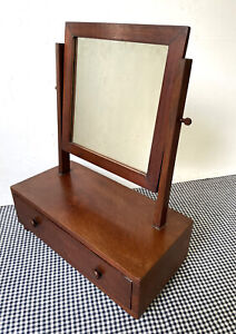 Antique Vanity Shaving Stand Mahogany Veneer Mirror Dovetail Drawer Ca 1870