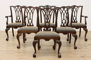 Set Of 6 Vintage Georgian Dining Chairs Drexel 49450