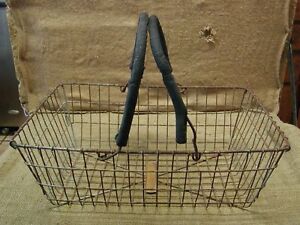 Vintage Metal Wire Basket Antique Old Bucket Shabby