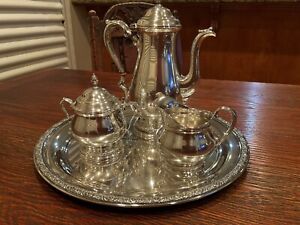 Antique Vintage International Sterling Silver Prelude Tea Set With Tray